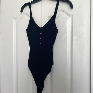 Black ribbed body suit